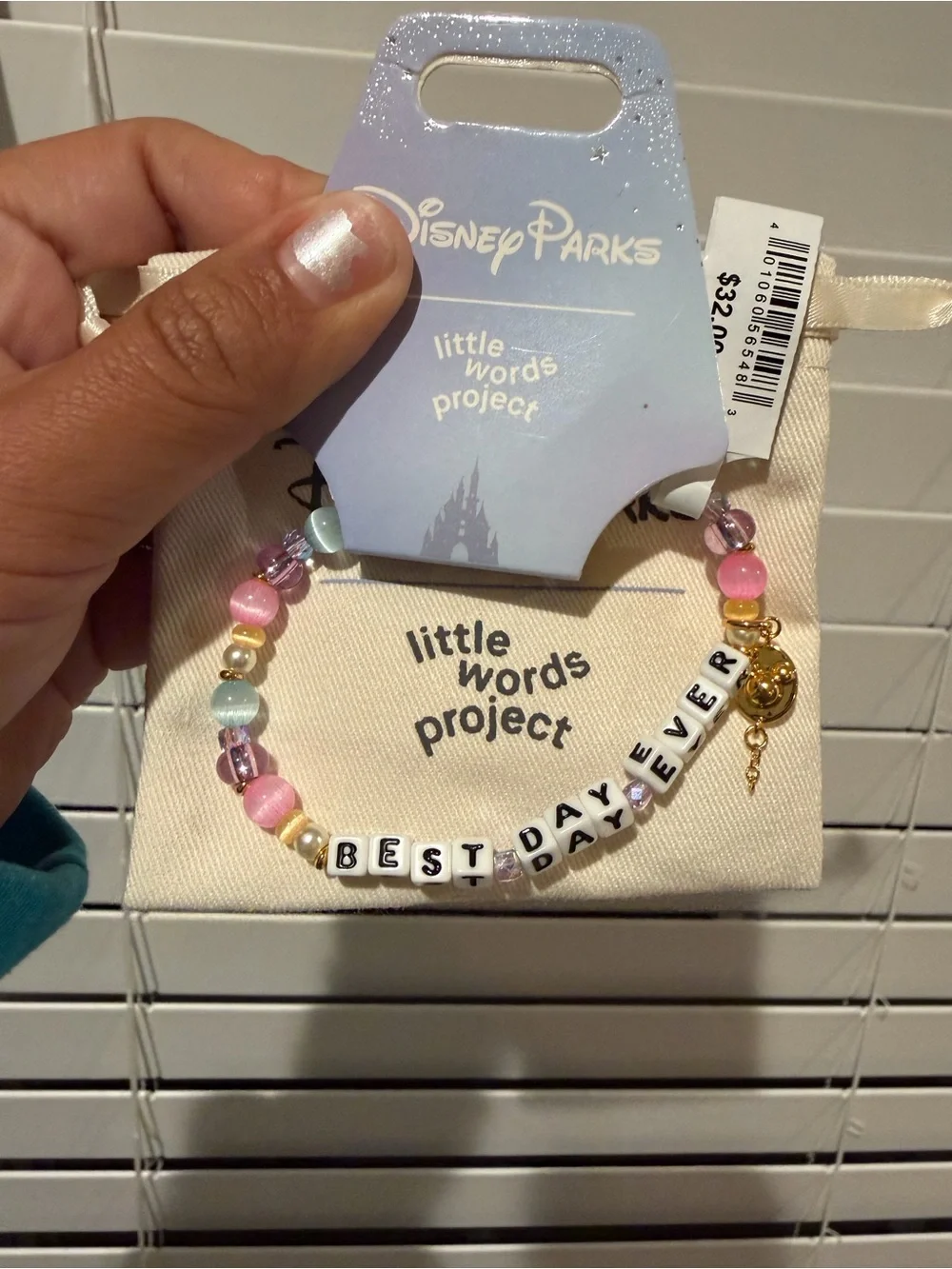 Disney Parks "BEST DAY EVER" Pastel Beaded Bracelet little words project - Picture 1 of 1